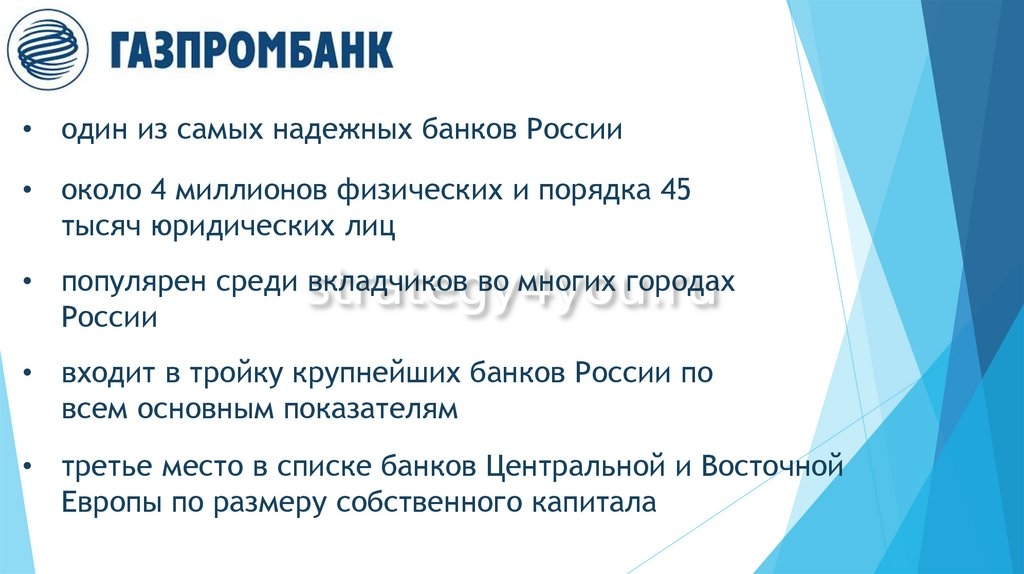 Депозитная политика газпромбанка презентация